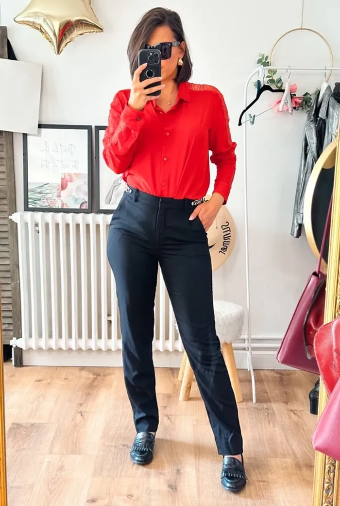 Chemisier blouse The Kooples rouge taille 36 - photo numéro 3