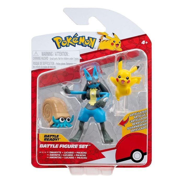 Amonita Lucario et Pikachu Figurine Battle Figure Set Pokémon