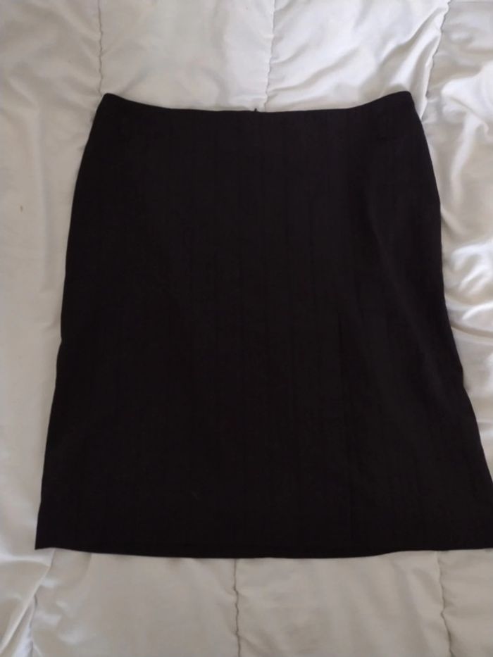 Jupe tailleur droite fendue noir - photo numéro 2