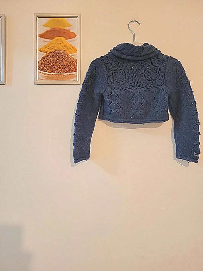 Gilet court style boléro chaud "catimini" bleu marine taille 8 ans - photo numéro 5