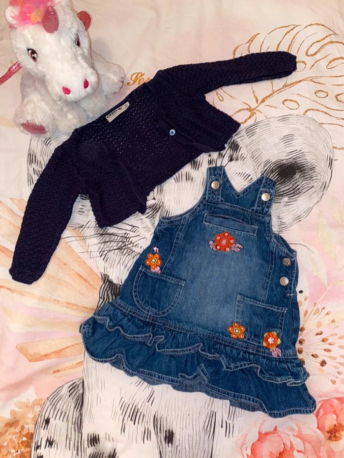 Ensemble robe en jean et boléro, taille 6 mois, marque Creeks.