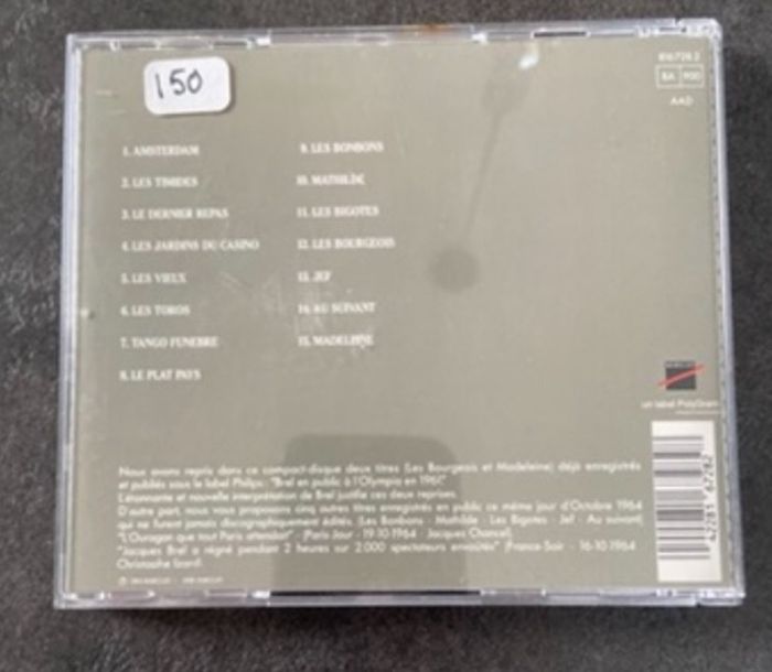 Album Jacques Brel en public Olympia 64 - photo numéro 2