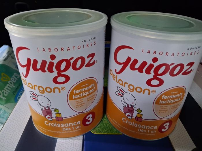 2 boîtes de lait Guigoz perlargon croissance 3, remise 30 % avec code