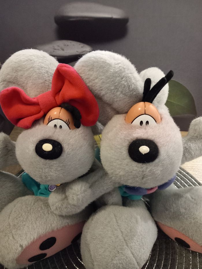 2 peluches diddl grise 32cm - photo numéro 3