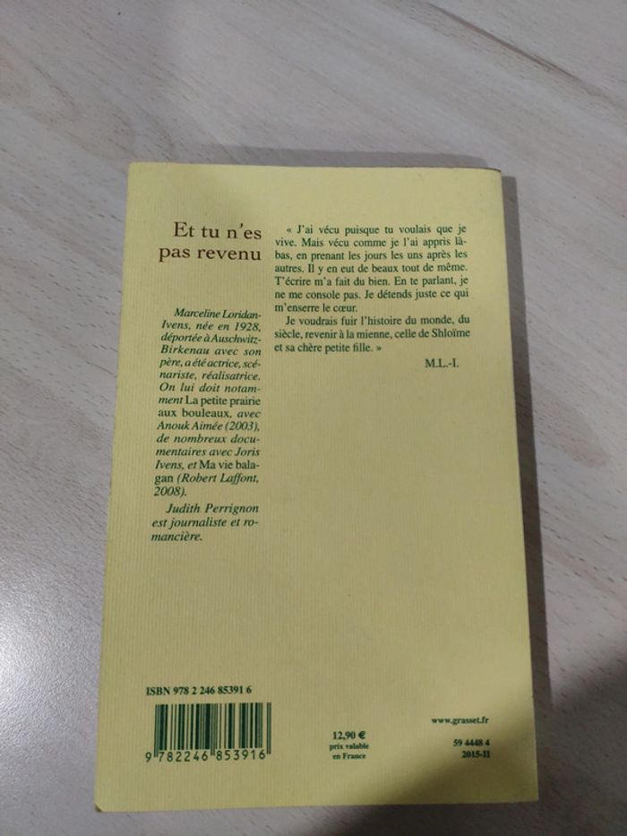 Livre Et tu n'es pas revenu Loridan Ivens - photo numéro 2
