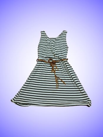 Robe Blanche et Noire à Rayures Taille 10 ans Sans Marque
