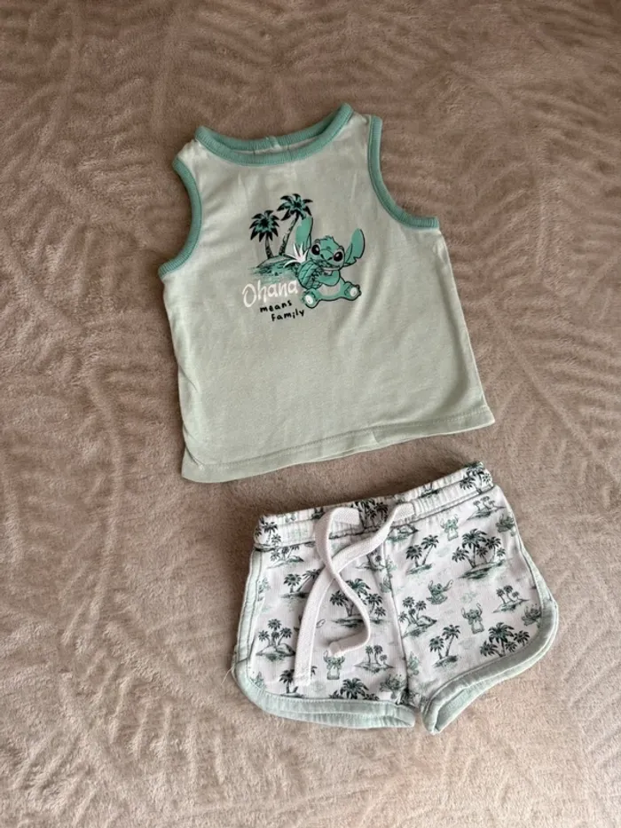 Ensemble Disney Stitch – débardeur + short – 3 mois
