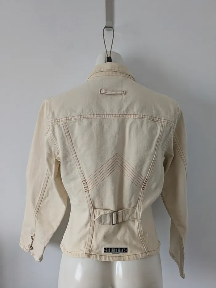 Veste en jean vintage courte beige clair - Jean Paul Gaultier - taille 36/38 - photo numéro 5