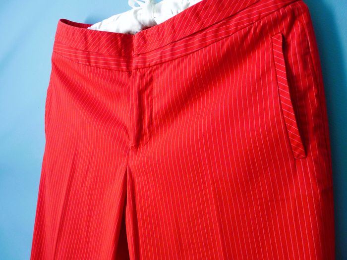Pantalon Femme MEXX 36 S TBE Rouge rayures blanc revers