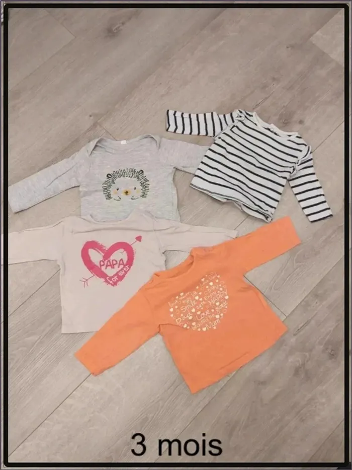 Lot de 4 t shirt manches longues 3 mois