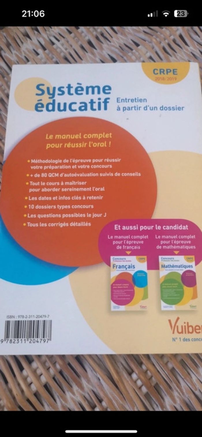 Livre Crpe système éducatif entretien à partir d’un dossier Vuibert concours - photo numéro 2