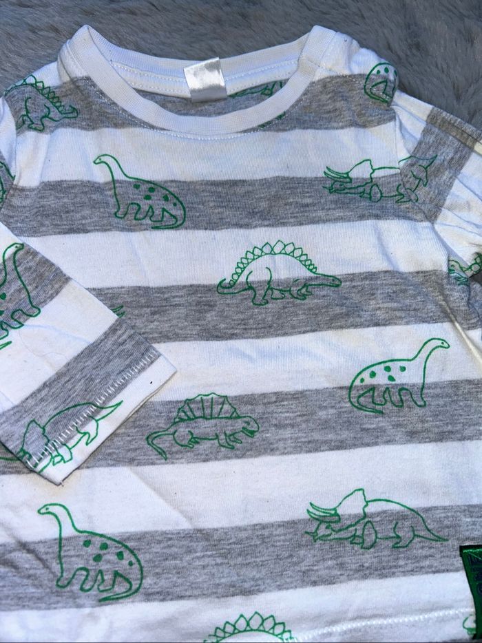 T-shirt à manches longues rayé dinosaures - 6 mois - Tex Baby - photo numéro 2