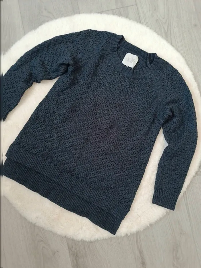 💙 Pull bleu marine texturé Part Two – Taille L