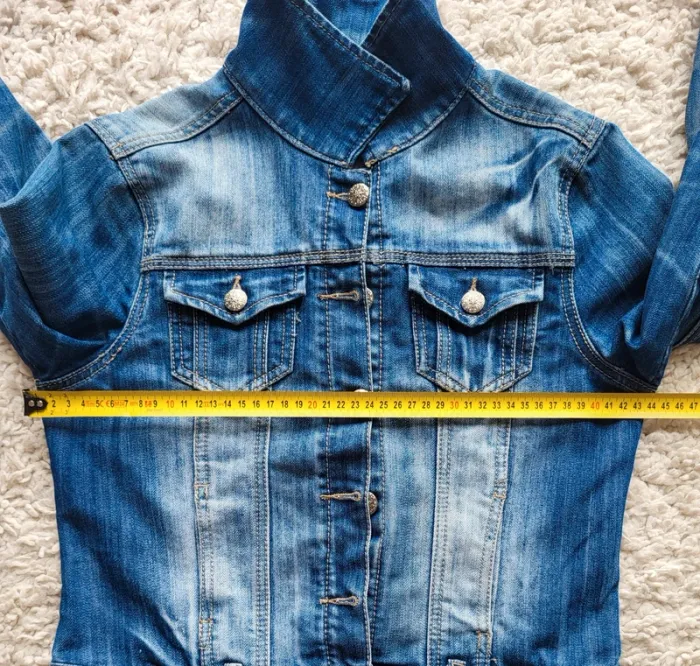Veste en jean bleue délavée Revers Taille 34 - photo numéro 12