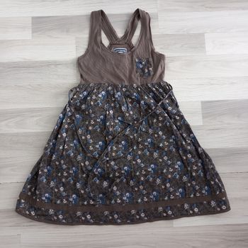 Robe à bretelles marron imprimée à fleurs jupe évasée Creeks taille 38