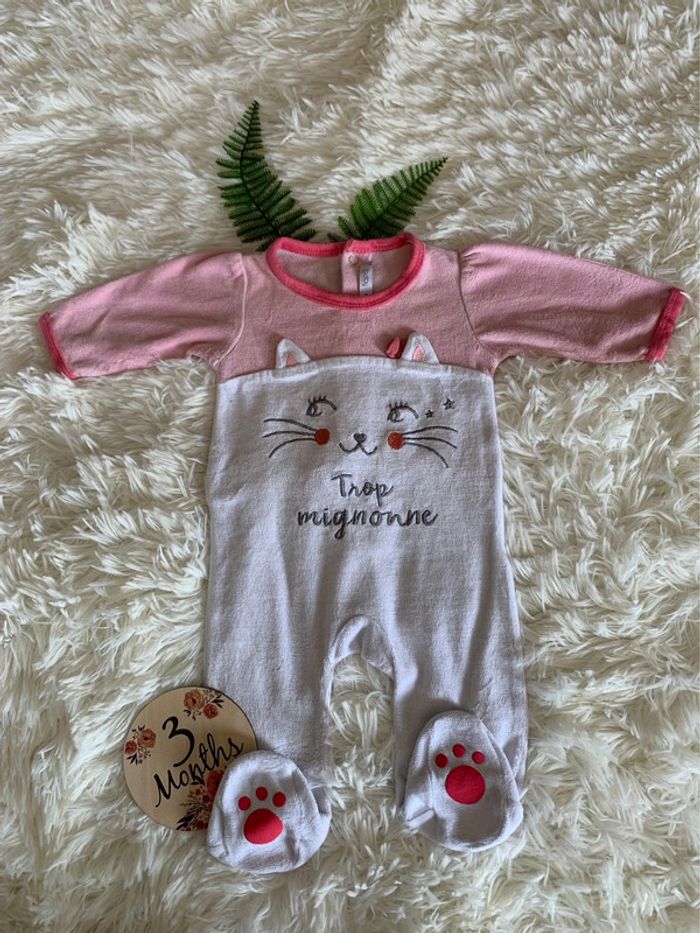 Pyjama 1 pièce grenouillère velours Gemo 3M