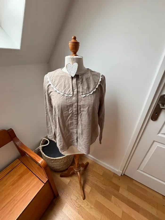 🌺 sublime chemisier Balzac Paris grand col taupe - L