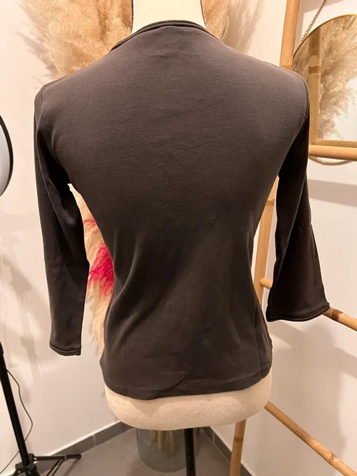 Haut marron manche 3/4 - photo numéro 4