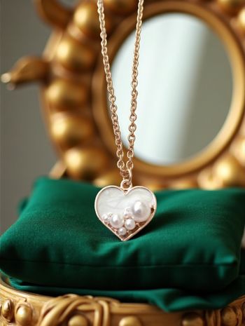 Collier Cœur Doré – Perles Nacrées