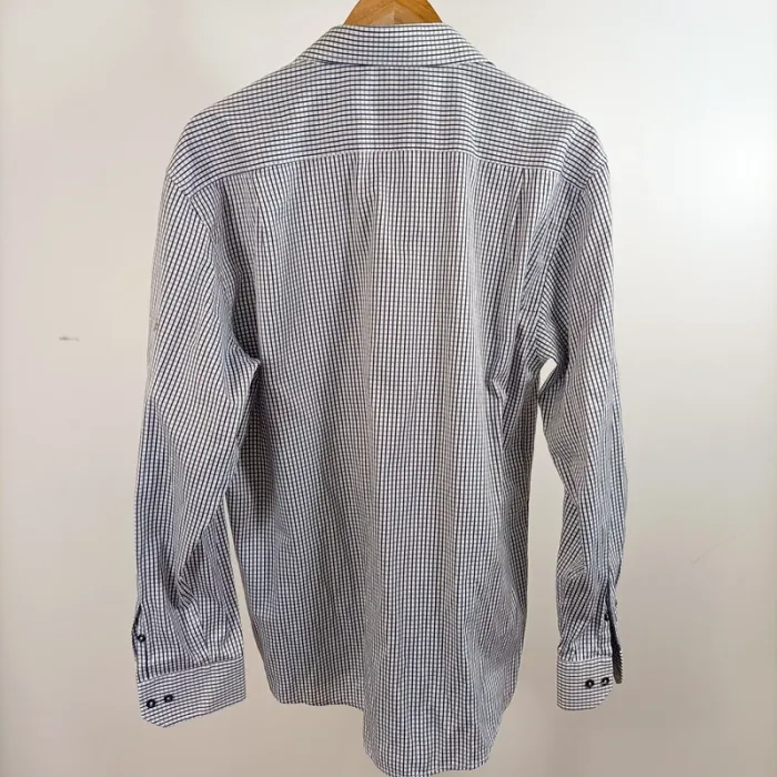 Chemise à carreaux bleu marine et blanc Ugo Pellegrini col classique taille 43/44 A1299 - photo numéro 2