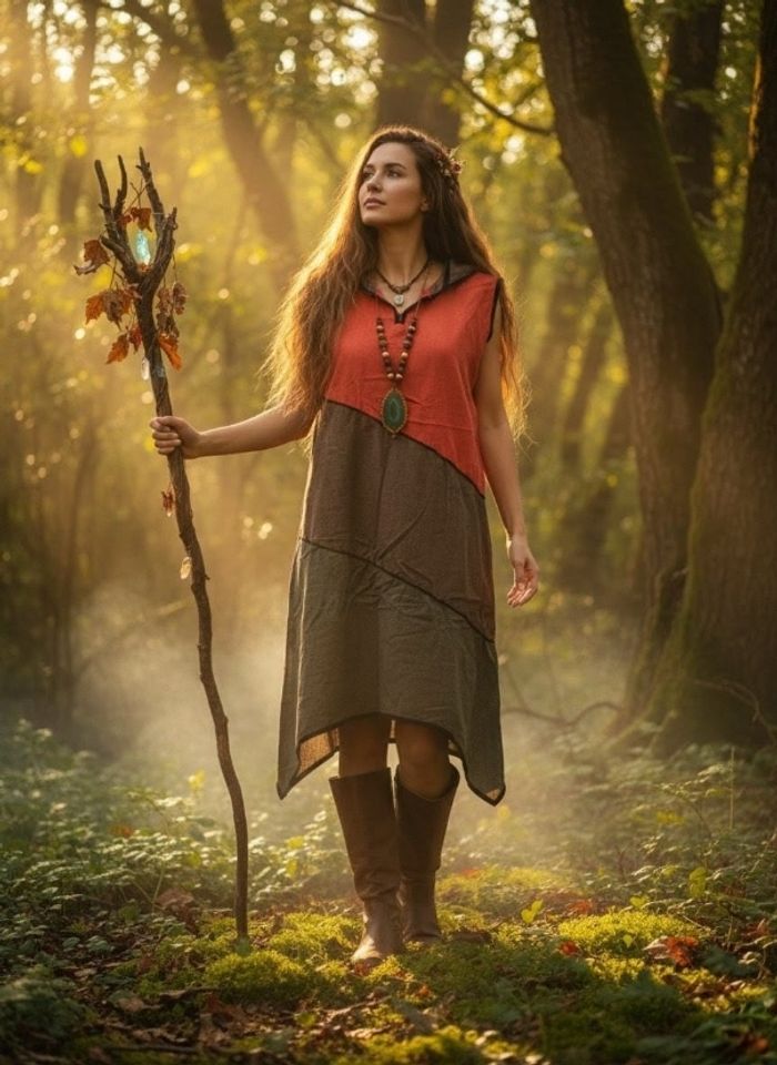 Robe "Forêt Enchantée" Tara- Style Lutin & Bohème- 100% coton- 42 (XL)