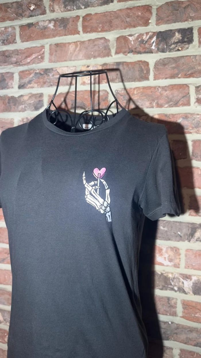 T-shirt gris foncé avec logo Pull and Bear Taille S / 36 - photo numéro 2