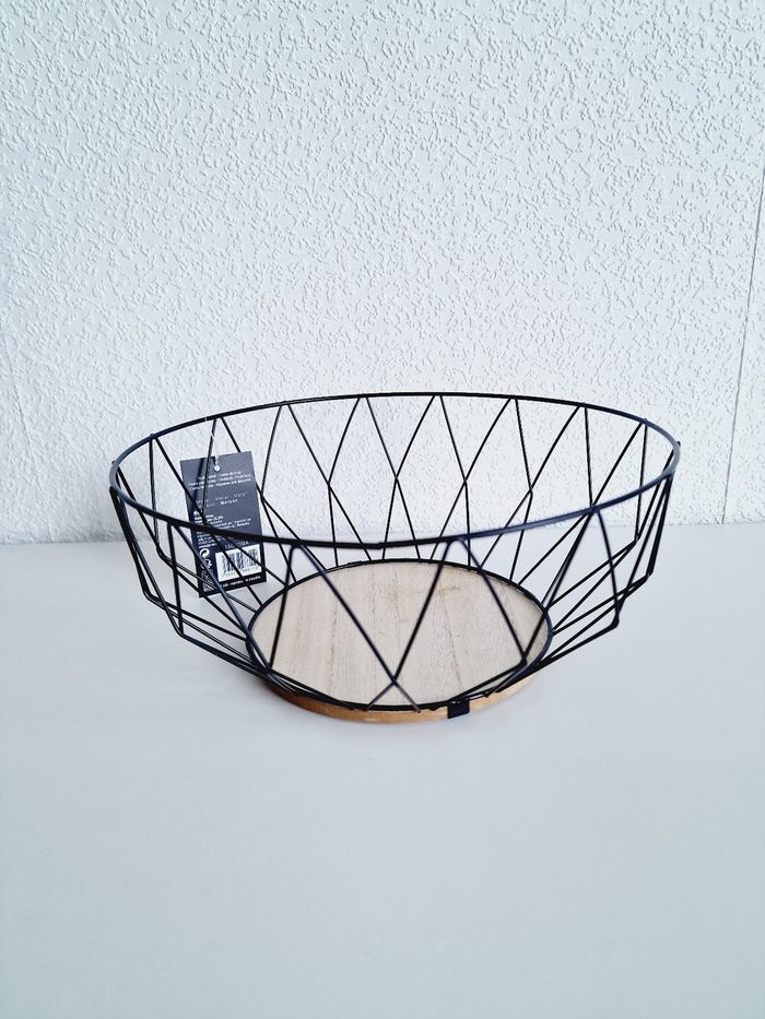 5five - Panier / corbeille à fruits - Métal noir, bois - Neuf avec étiquette ! - photo numéro 2
