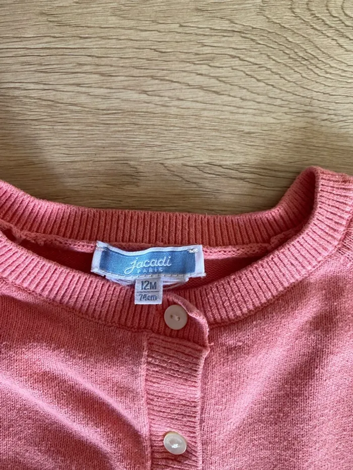 Gilet en maille rose bonbon mi-saison bébé fille 12 mois Jacadi Paris - photo numéro 3