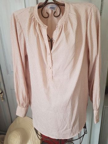 Tunique pêche pois noir.  H&M. 40. L65 cm