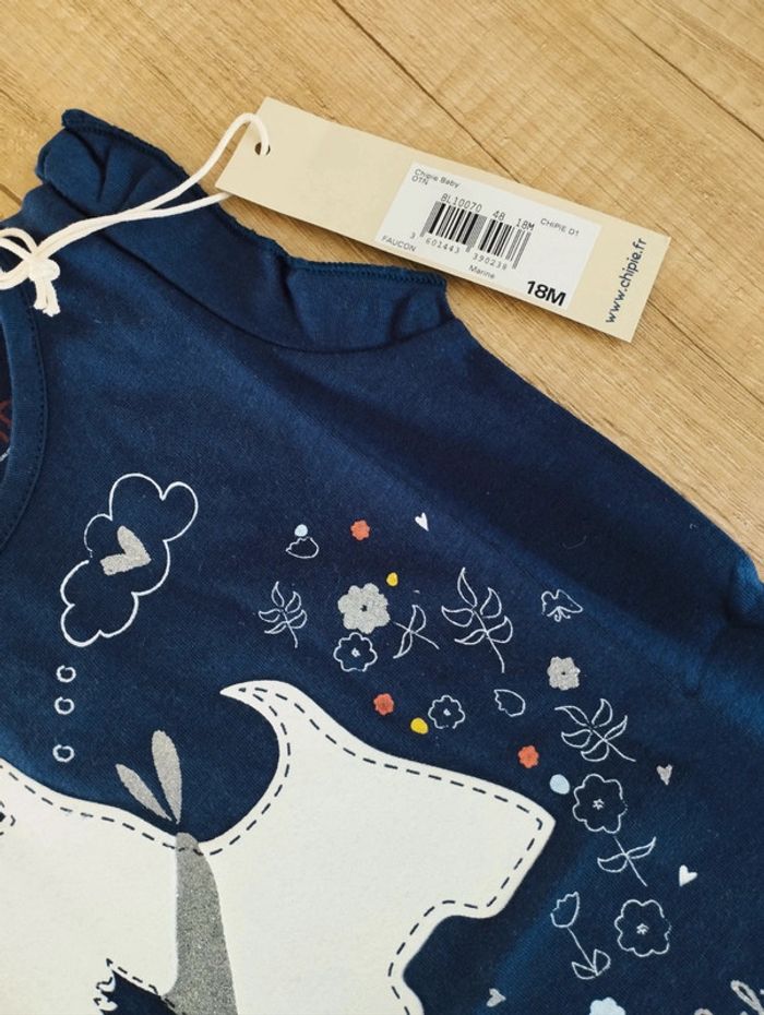 T-shirt manches courtes fille bleu marine taille 18 mois Chipie - photo numéro 2