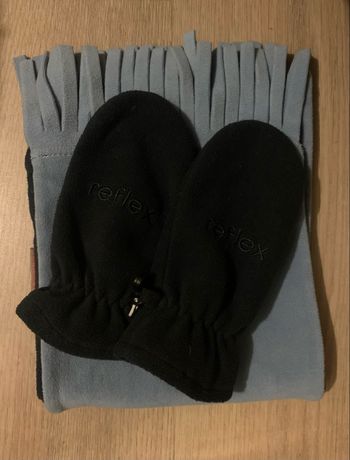 Écharpe isotoner et gant moufle 6/8ans reflex matière polaire couleur bleu marine bleu ciel