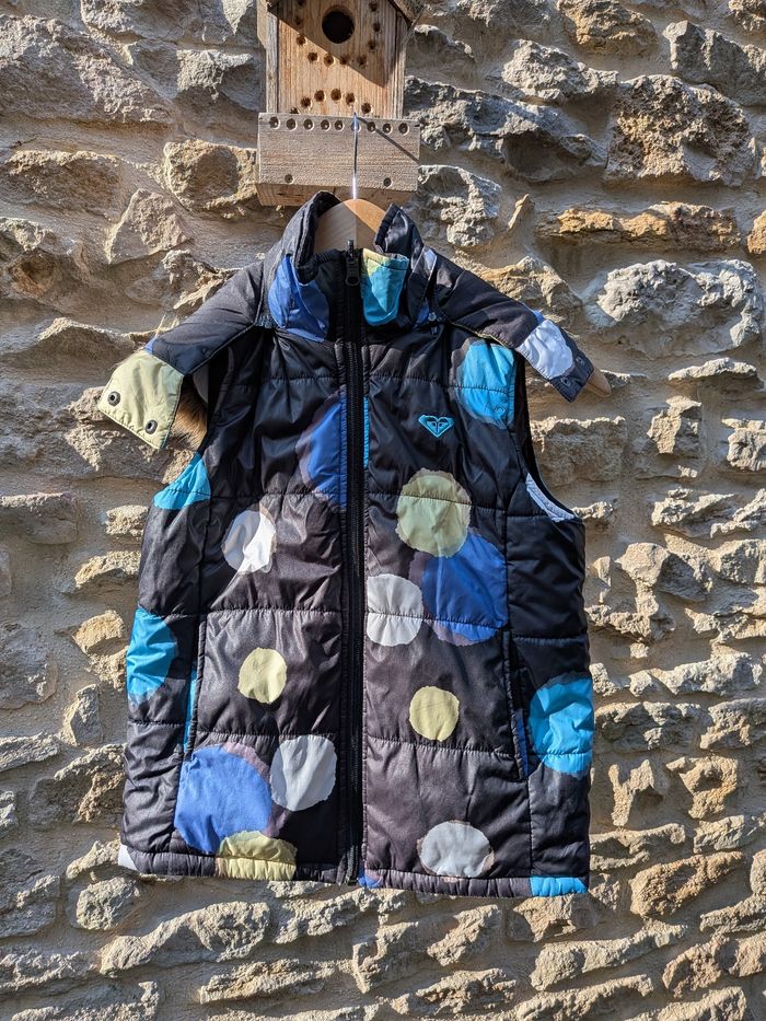 Veste sans manche Roxy enfant réversible 10 ans noire et motifs - photo numéro 3