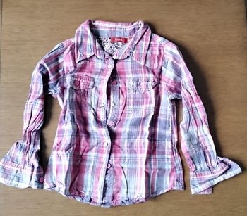 Chemise, manches  longues  ,boutons  et  pressions  ,rose  multicolore  ,Tissaia  ,4 ans 