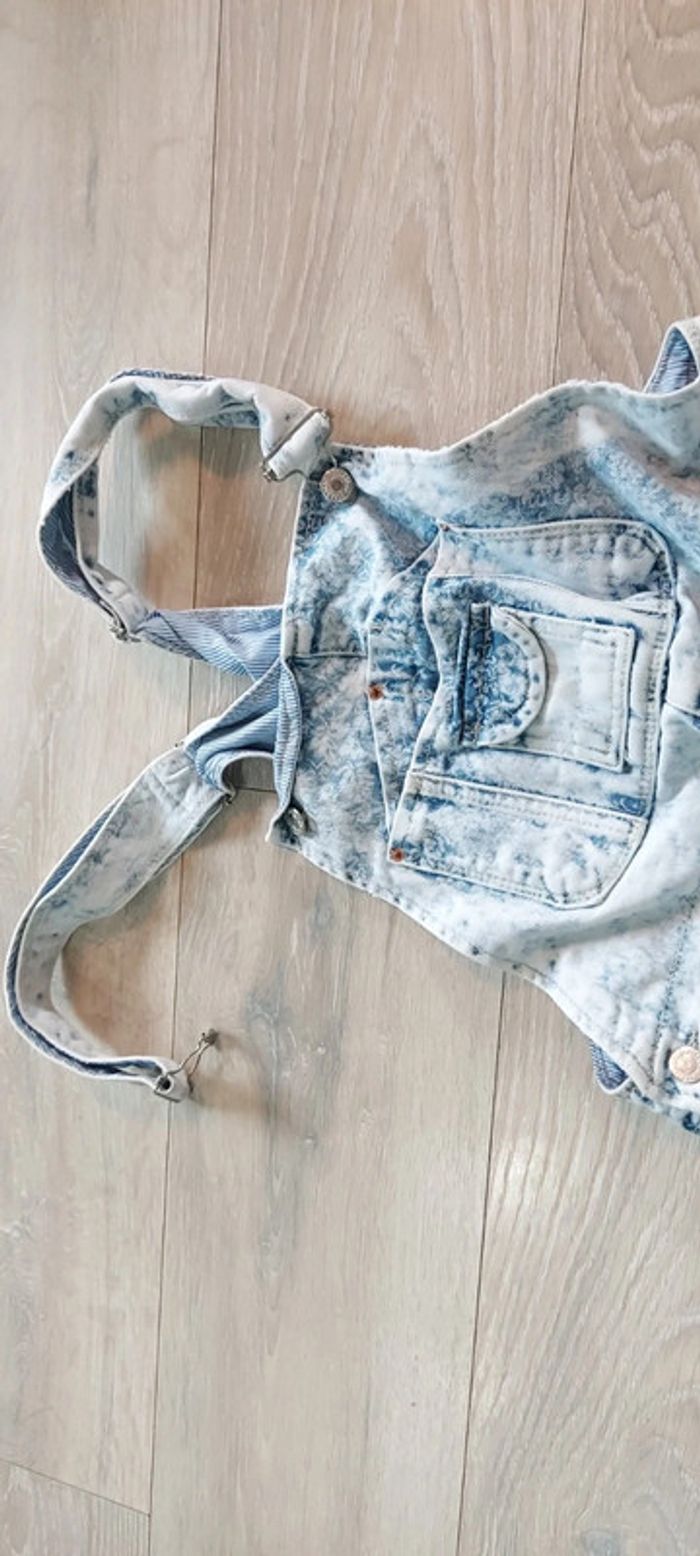 Robe courte salopette en jean s délavé, Pull & bear, taille M (14/16 ans) - photo numéro 4