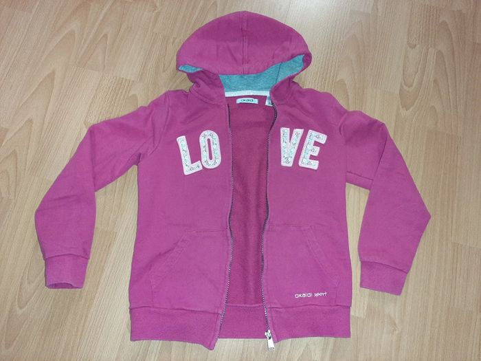 Sweat à capuche rose foncé Okaidi T 10 ans - photo numéro 2
