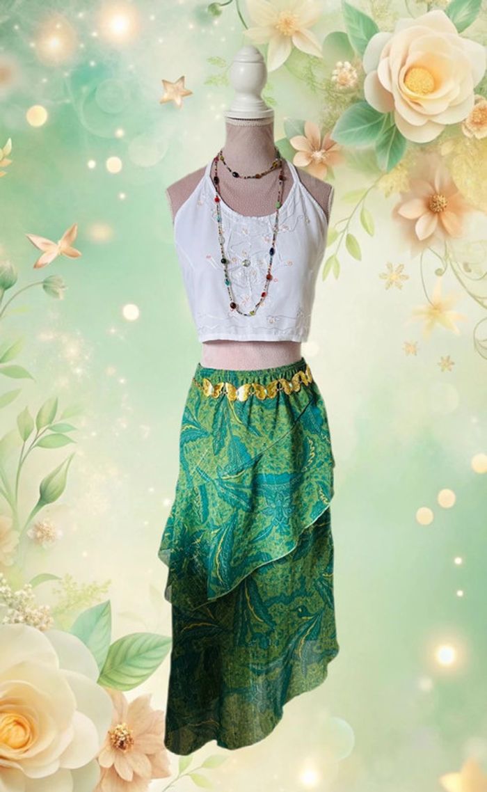 🦋🌿Jupe Vintage bohème à volants Y2K 00s Fairycore whimsical asymmetrical ruffled skirt🌿🦋 - photo numéro 4