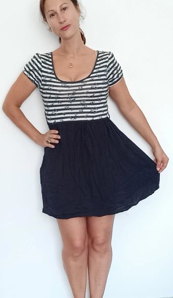 Robe courte marinière fleurie