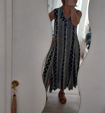 Robe longue vintage noire et blanche taille S