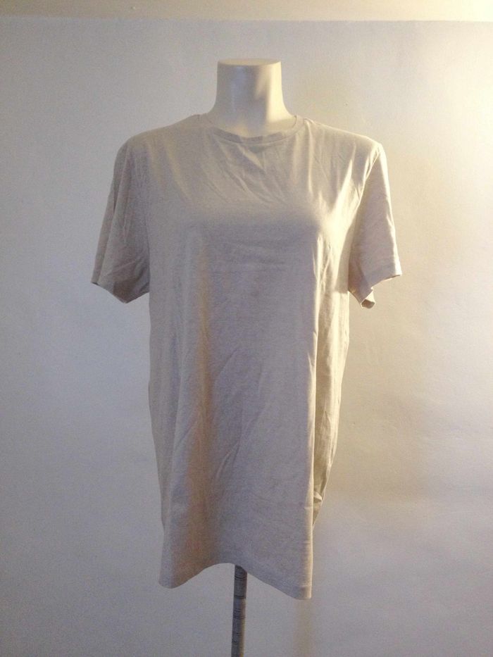 T shirt rayé beige/blanc ✧ regular ✧ col rond ✧ manches courtes ✧ look masculin ✧ taille 40 ✧ LH - photo numéro 2