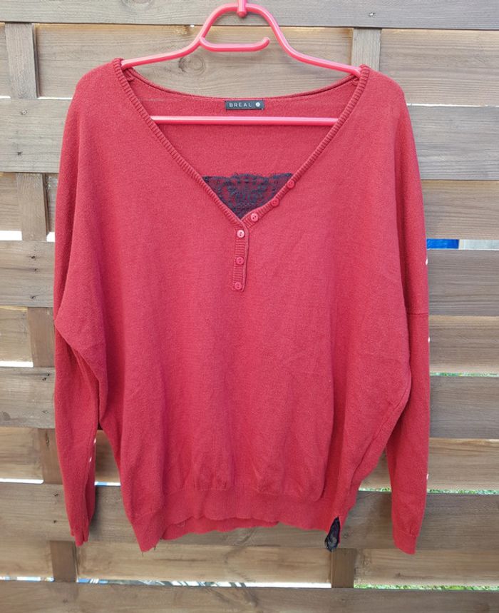 Pull en maille vintage, finition dentelle - photo numéro 3