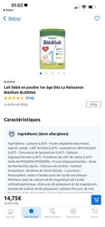 À vendre 4 Boîte Bledilait 1er âge