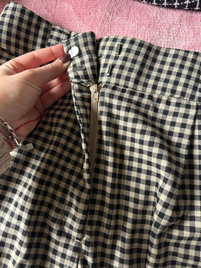 Short à carreaux taille haute marron et noir - photo numéro 2