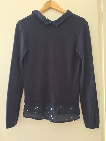 Pull effet chemisier bleu marine taille 38