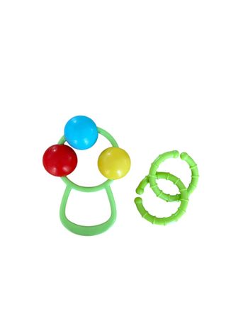 Hochet en plastique avec billes et anneaux