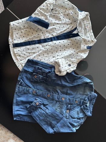 Lot 2 chemises blanc et bleu jean 2-3 ans