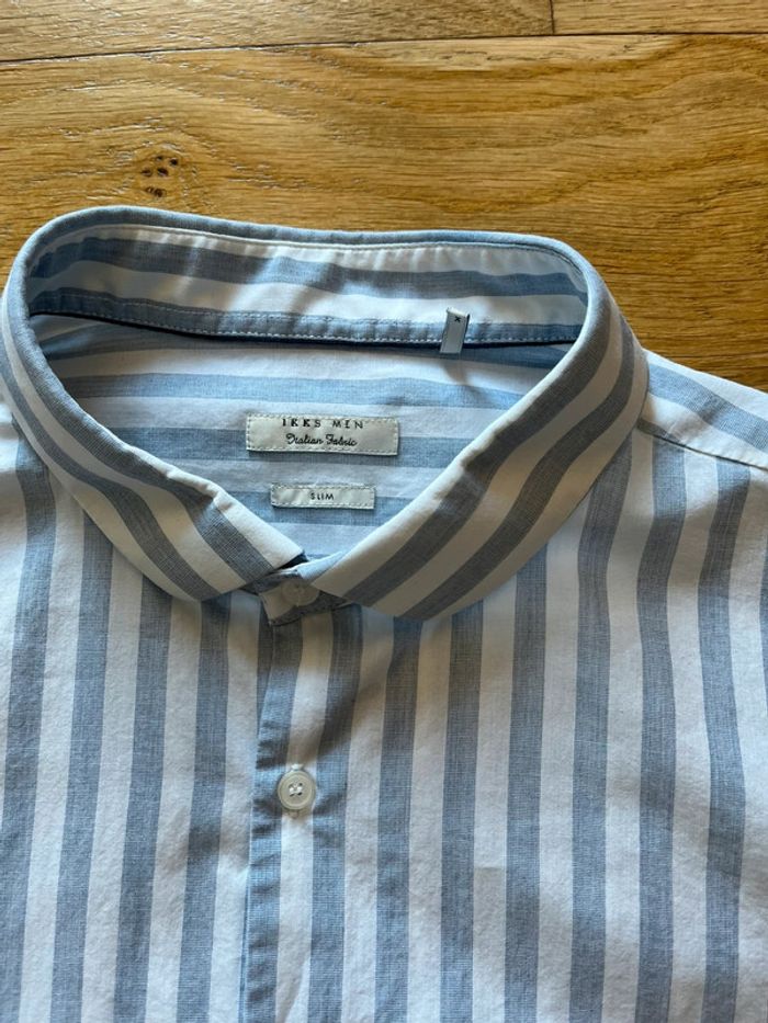 👔 Chemise homme classique blanche rayée bleu Ikks – Taille XL coupe slim coton – Très bon état - photo numéro 2