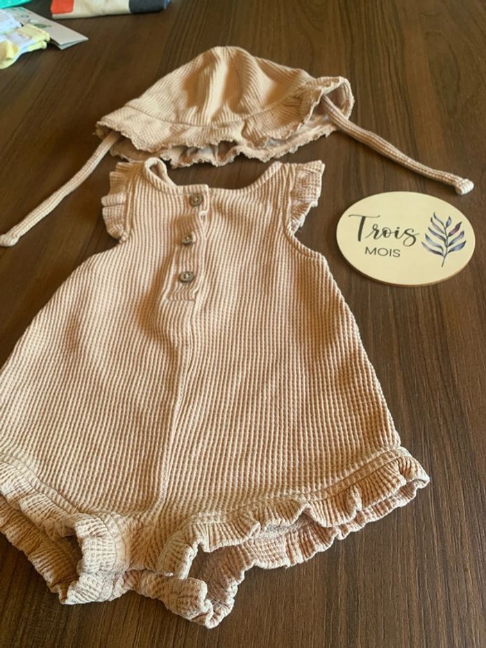 Ensemble combinaison short et bob fille Kiabi 3 mois - photo numéro 6