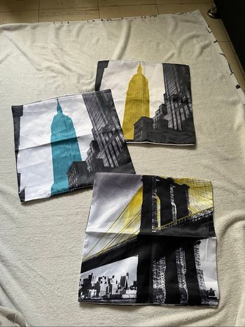 Lot 3 housses de coussins décoratif New York