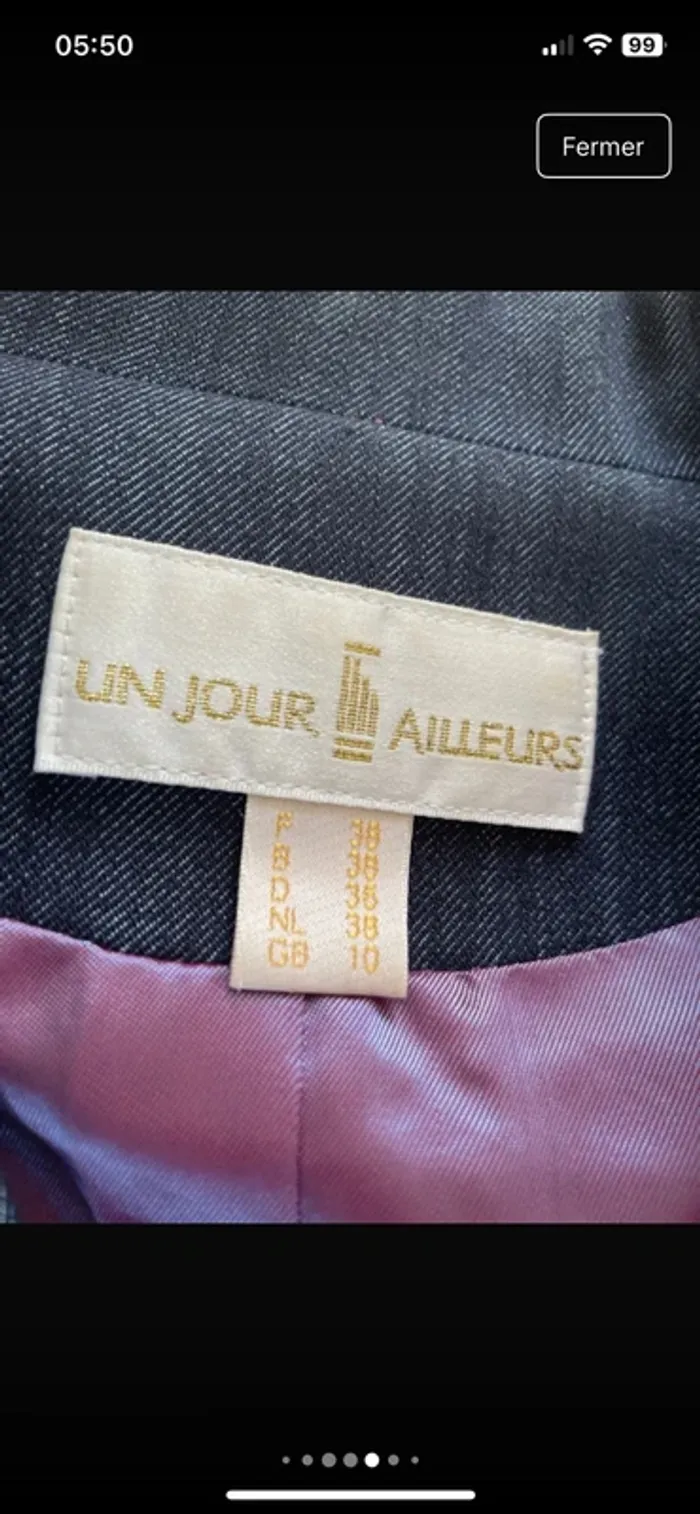 💎Petite pépite, magnifique blazer en 38 de la prestigieuse marque Un jour Ailleurs excellent état - photo numéro 6