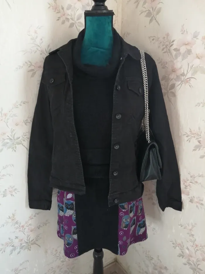 Veste en jeans noire avec poches et boutons / esmara / (42)